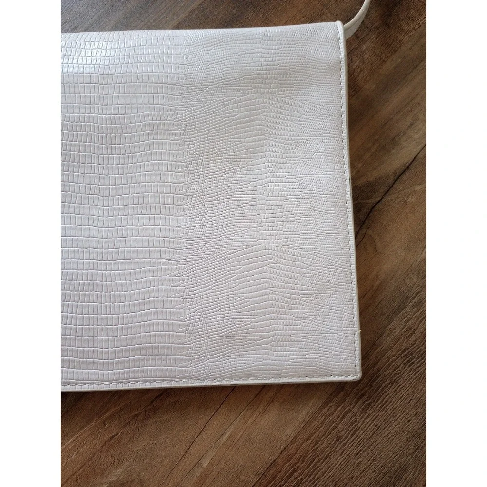 Zara Envelope Faux Reptilian Leather Sling Clutch/Crossbody Bag Off White